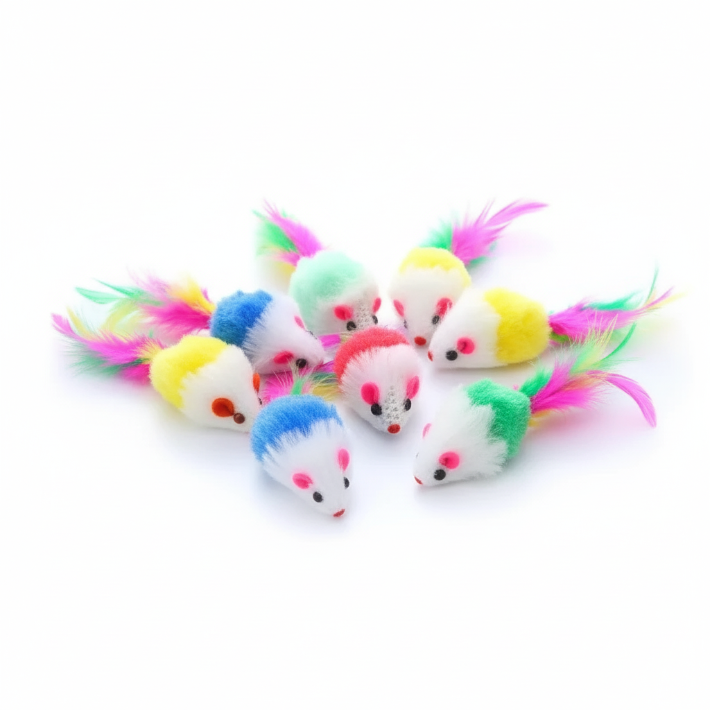 Jouet Souris en Peluche Colorée pour Chat - Lot de 5, 10 ou 20 souris