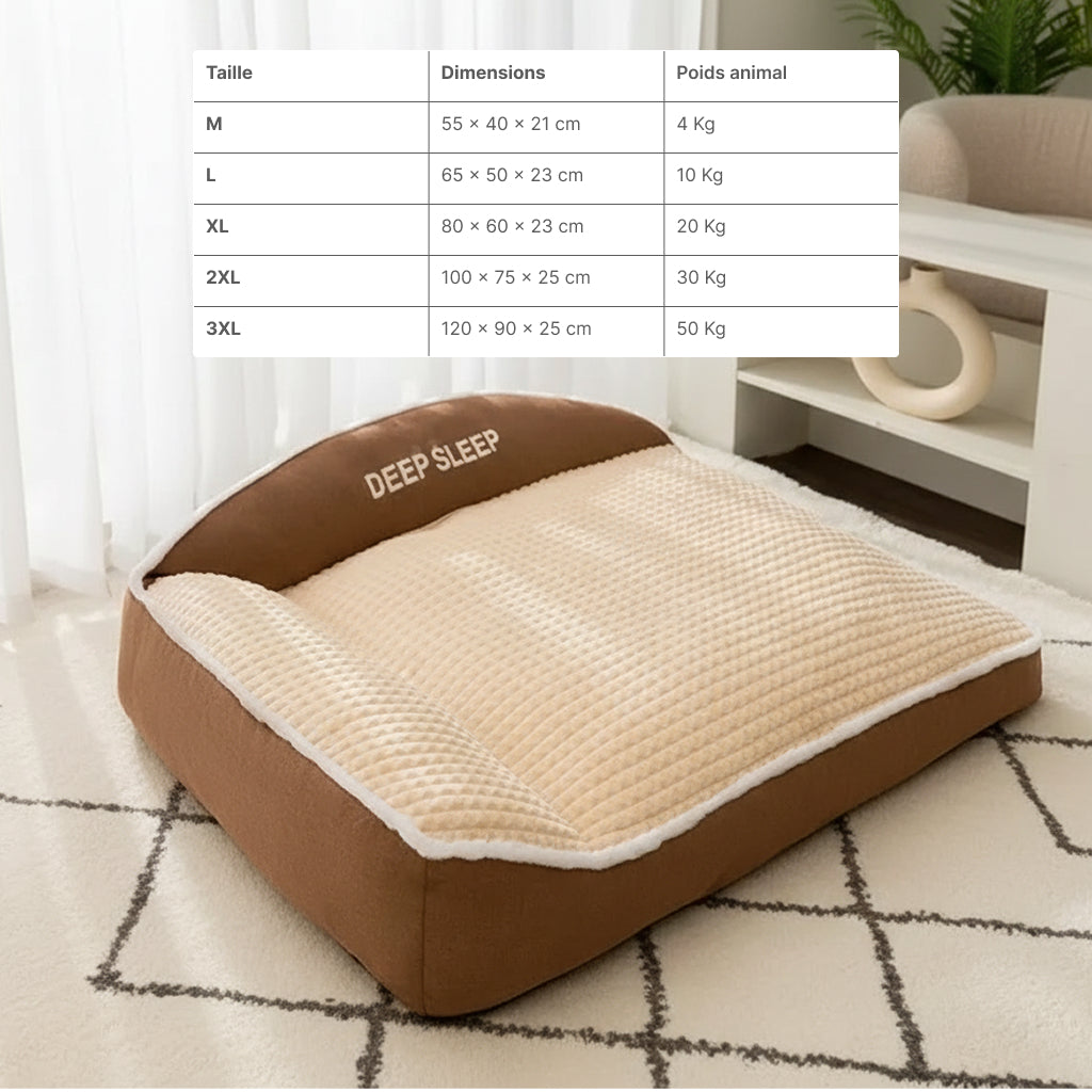 Lit rectangulaire ultra confortable, antidérapant et lavable