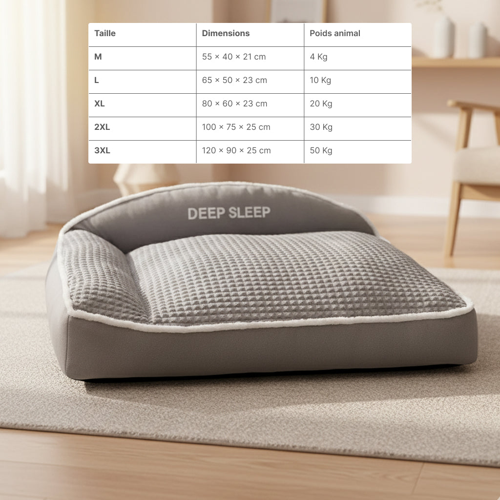 Lit rectangulaire ultra confortable, antidérapant et lavable