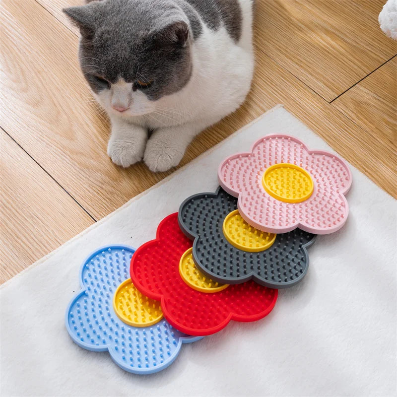 Tapis de léchage pour chat et chien en silicone - Fixation murale avec ventouse