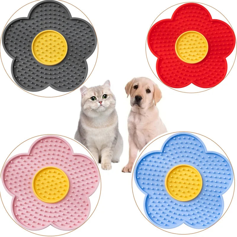 Tapis de léchage pour chat et chien en silicone - Fixation murale avec ventouse